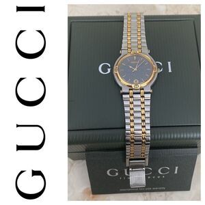 Vintage GUCCI 9000M Gold Plated & Stainless Steel Wristwatch - Unisex